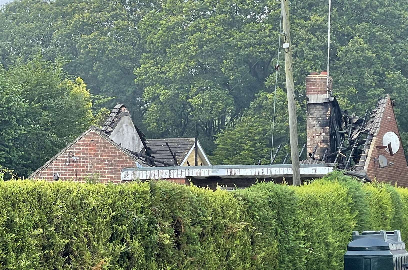 The roof of the building has completely collapsed