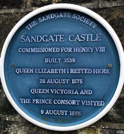 Opposite the outdoor area at the back of the hotel I spied this blue plaque on the wall of Sandgate Castle