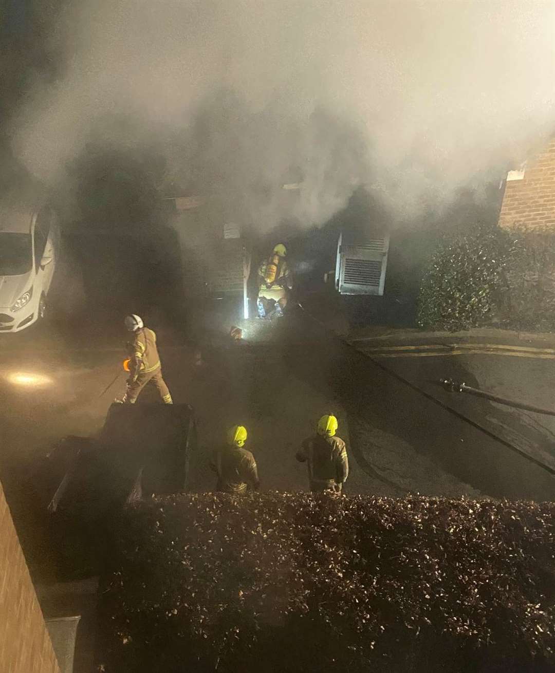 The fire at River Bank Close in Maidstone Picture: Callum Swan