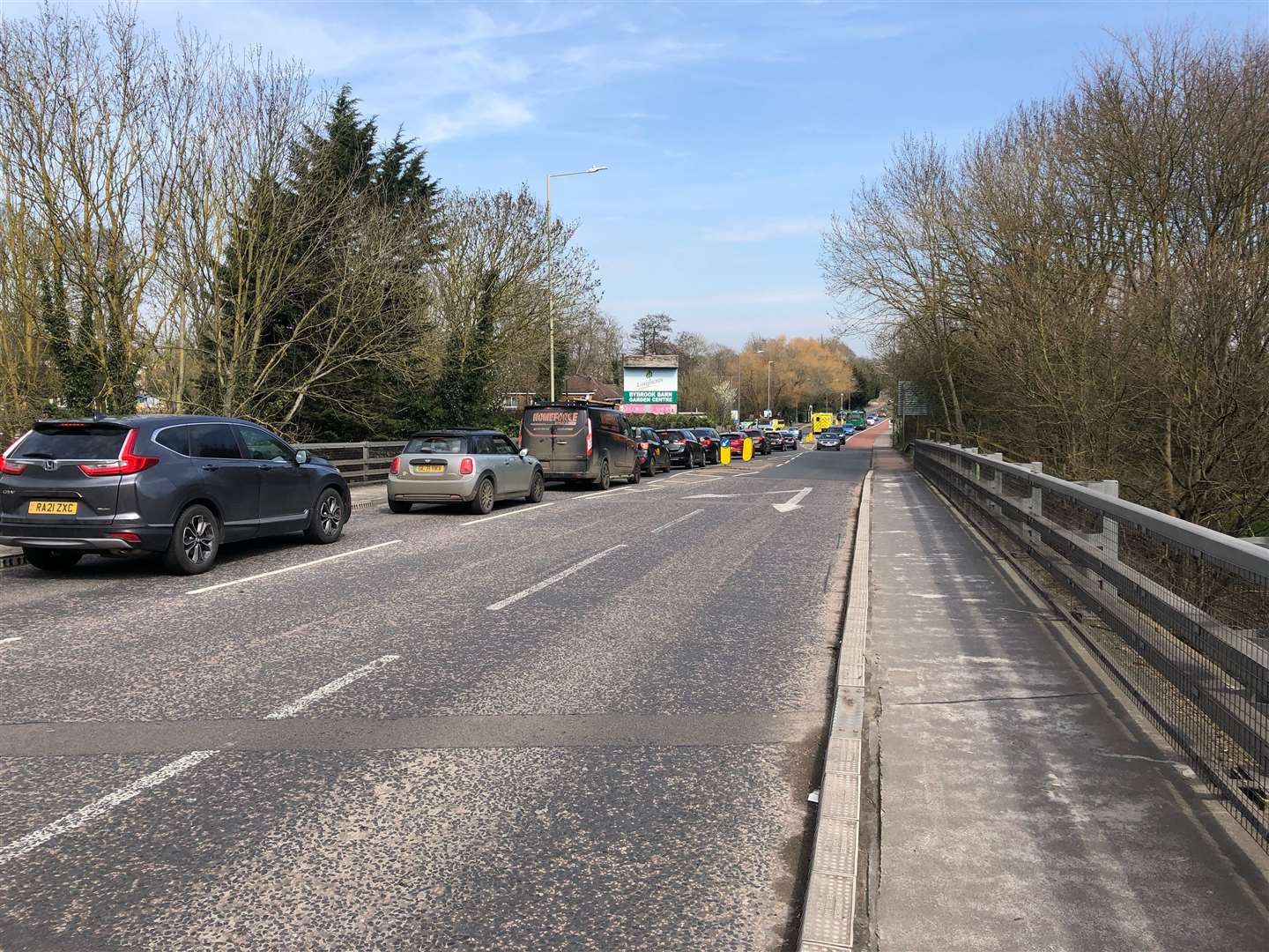 Traffic built up on the A28