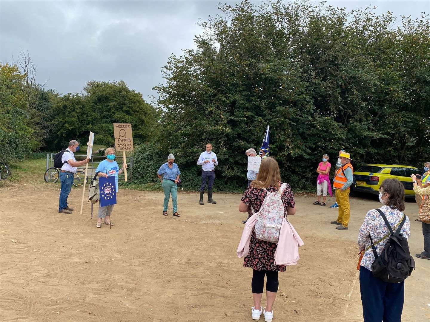 Demonstrators say the creation of the lorry park in Ashford highlights "the unfortunate consequences of Brexit". Picture: Barry Goodwin