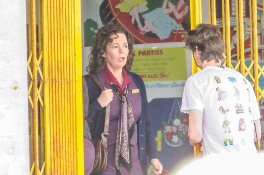 Oscar winner Olivia Colman filming scenes earlier this month Pics: Roberto Fabiani