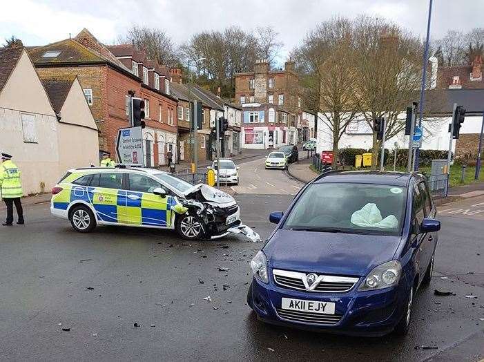 The crash at the bottom of East Hill, in Dartford. Picture: Glen Clayton