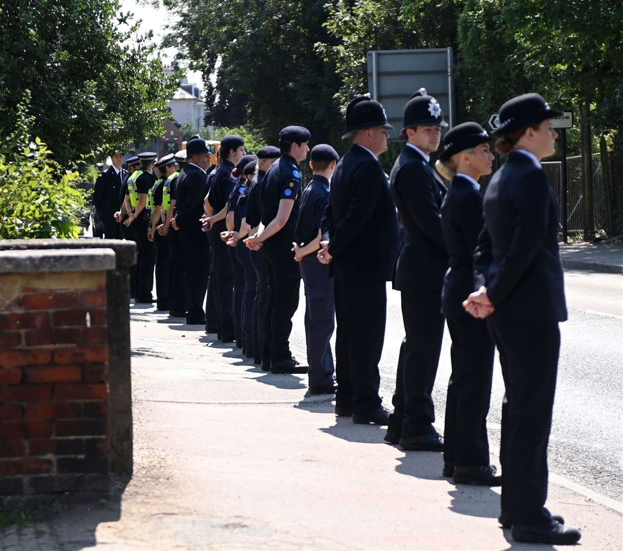 A police guard of honour as Julia James' funeral parade passed by Canterbury police station, Picture: Barry Goodwin