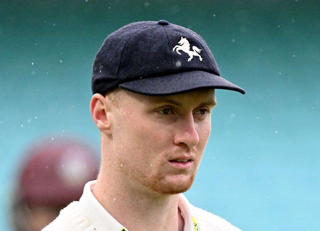 Joey Evison - offerd 42 in Kent’s second innings, having top-scored in the first, as a 10-wicket defeat against Nottinghamshire at Canterbury confirmed relegation from County Championship Division 1. Picture: Keith Gillard