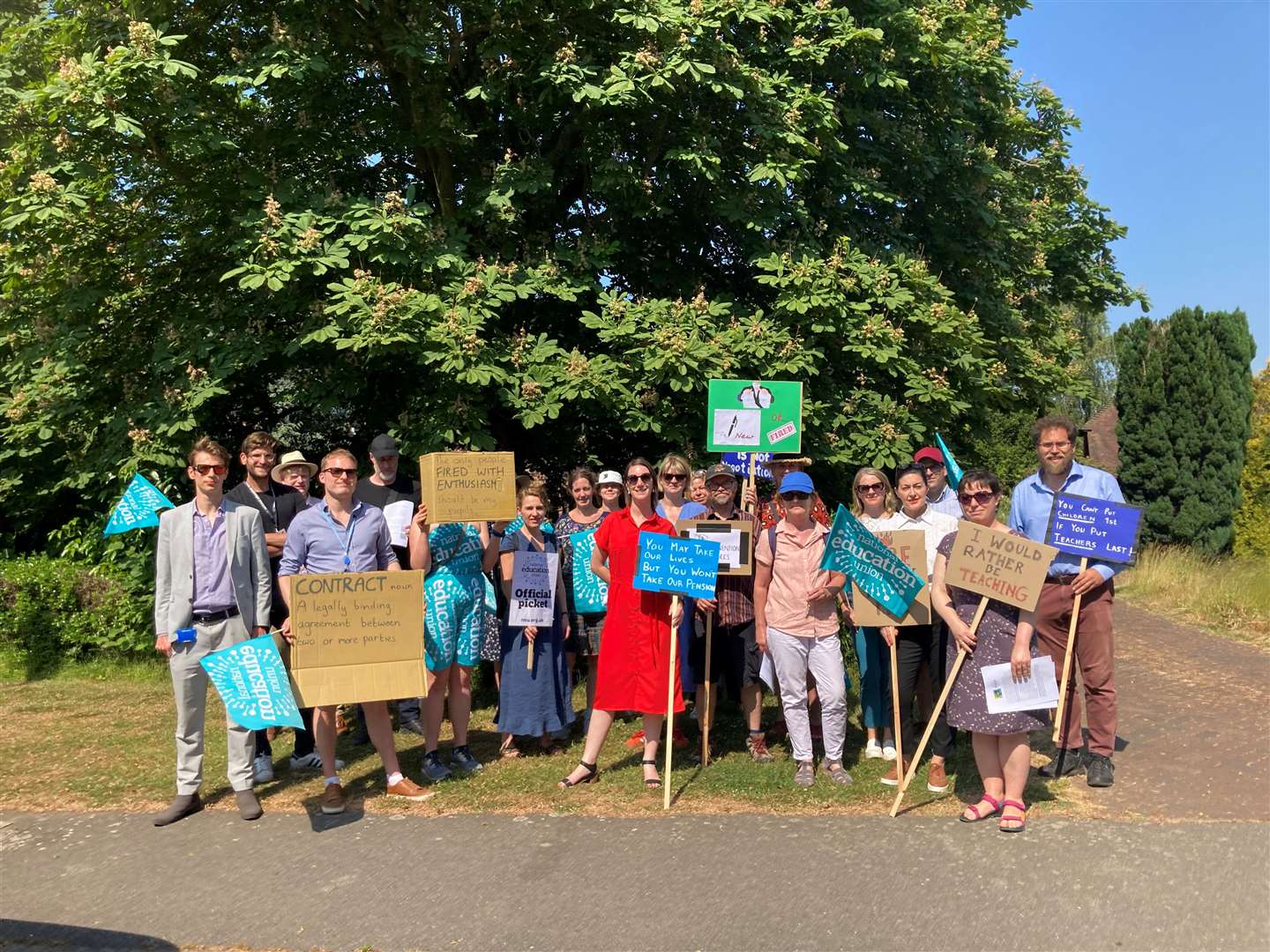 Staff on strike at the King's School in Canterbury over a pensions dispute