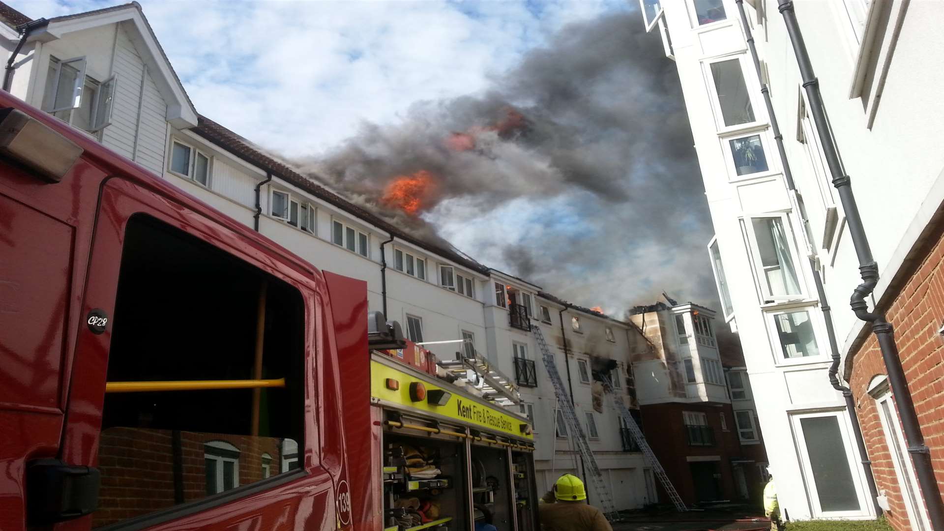 Firefighters tackling the blaze last June