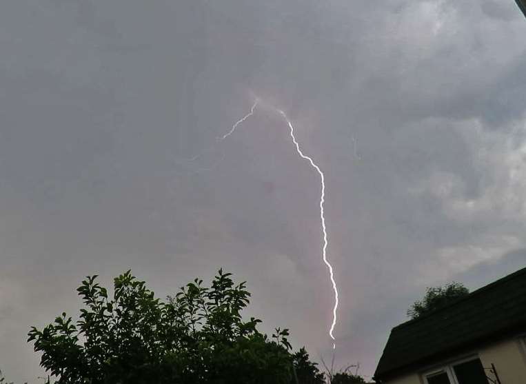 Ian Hook took this picture of a lightning strike in Barr Road, Gravesend