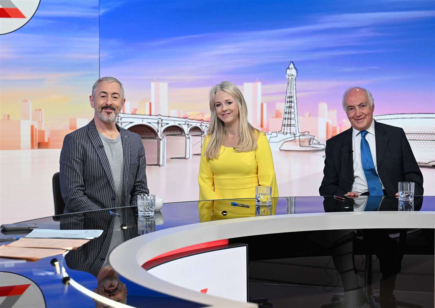 Alan Cumming, left, appeared alongside journalist Isabel Oakeshott and former Conservative leader Michael Howard on Sunday With Laura Kuenssberg (Jeff Overs/BBC)