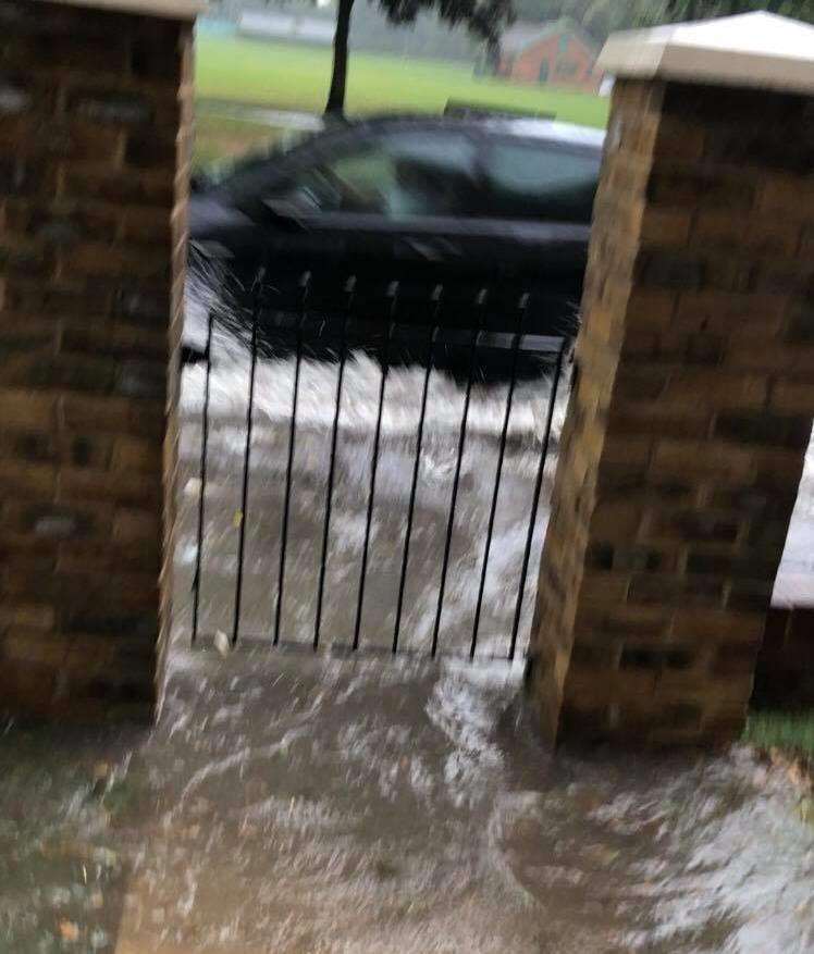 Flooding outside Denise Knights's home