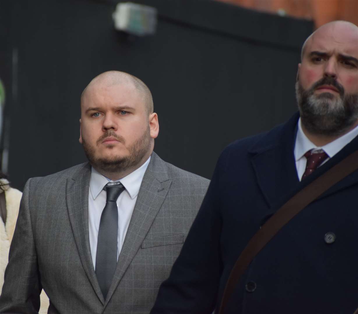 Pc Jack Green (left) outside Birmingham Magistrates’ Court before his acquittal (Matthew Cooper/PA)