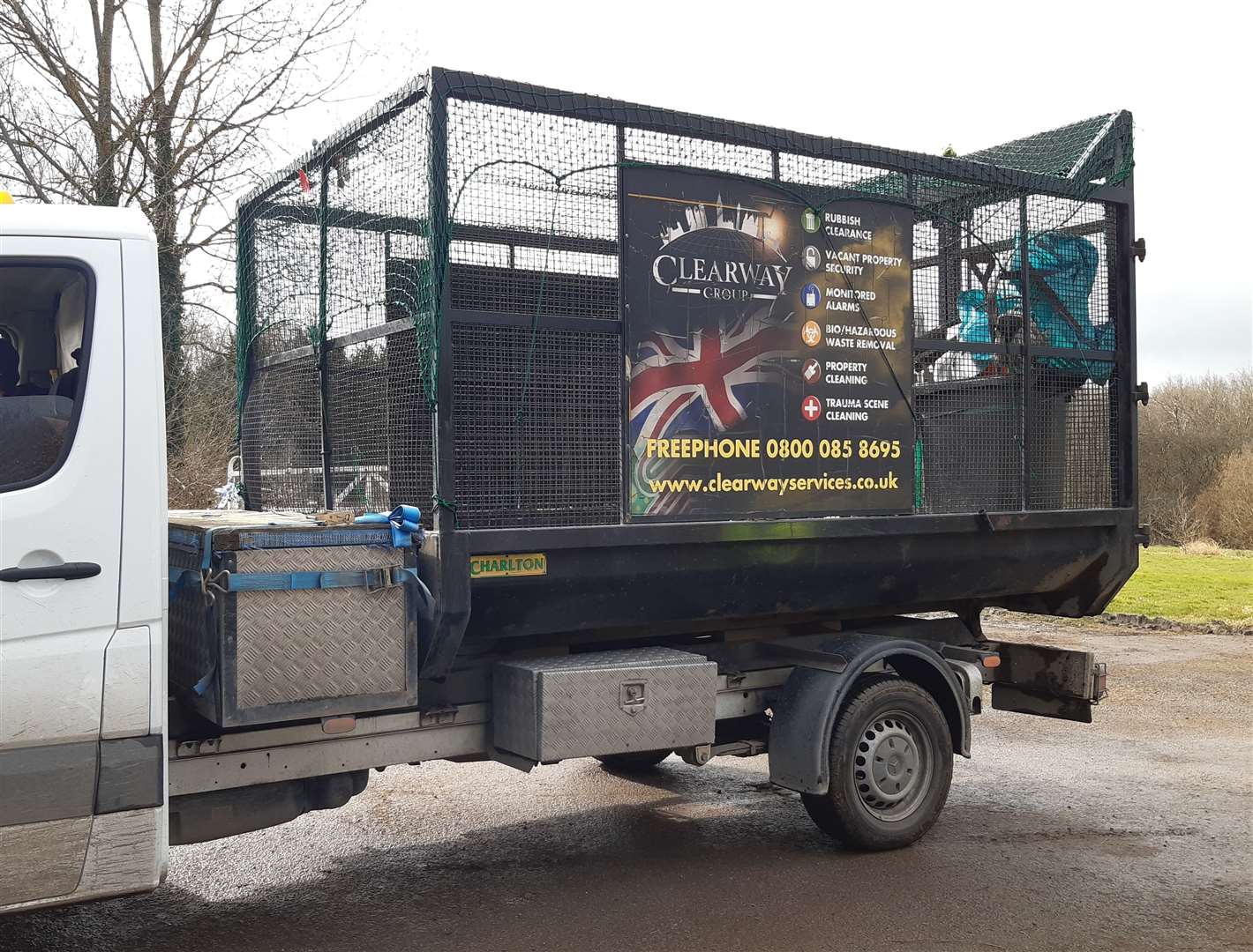 A rubbish clearance van left the leisure complex this morning - and another was parked in Fridd Lane