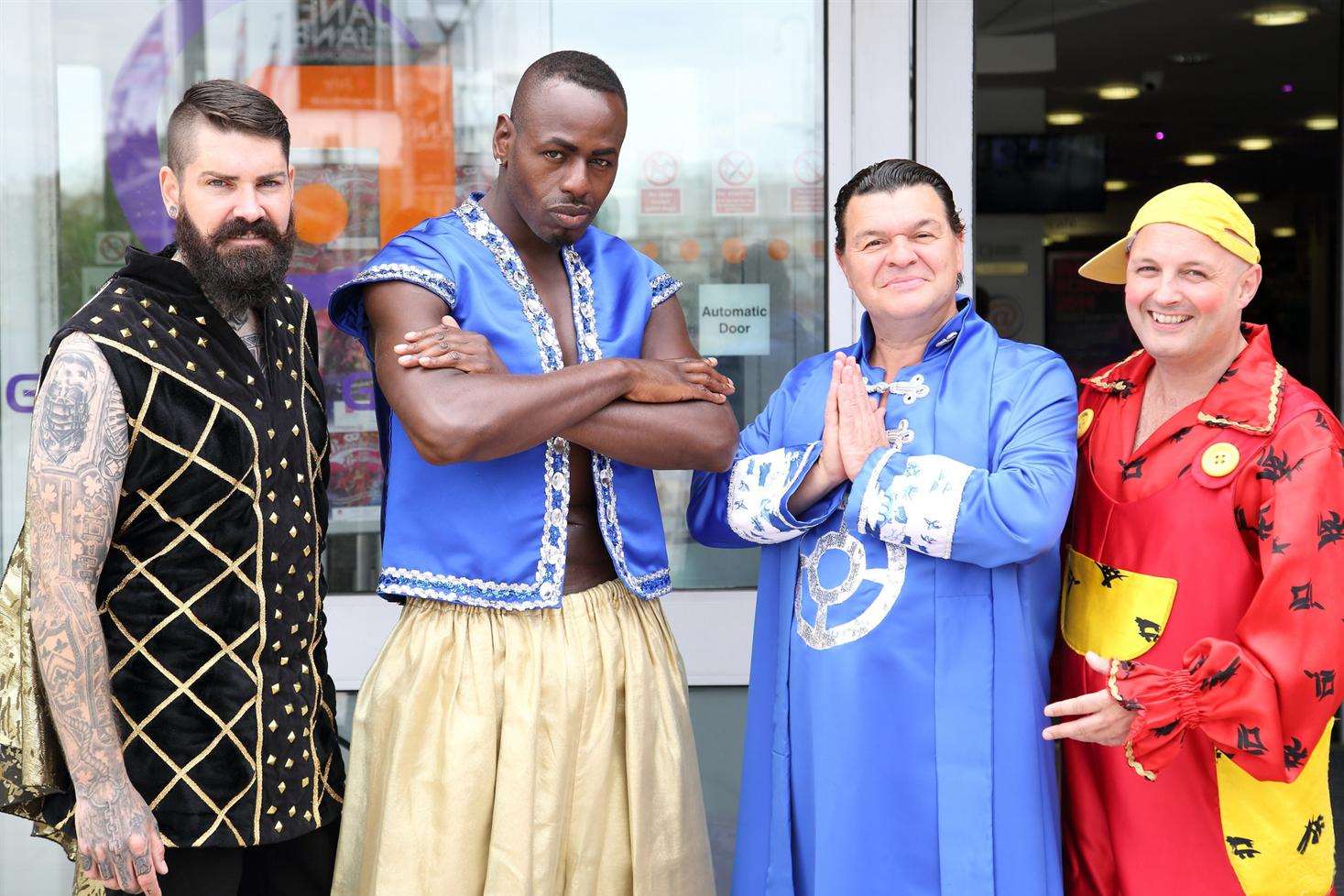 Boyzone's Shane Lynch, left, plays Abanazar at Woodville's Aladdin performance in Gravesend