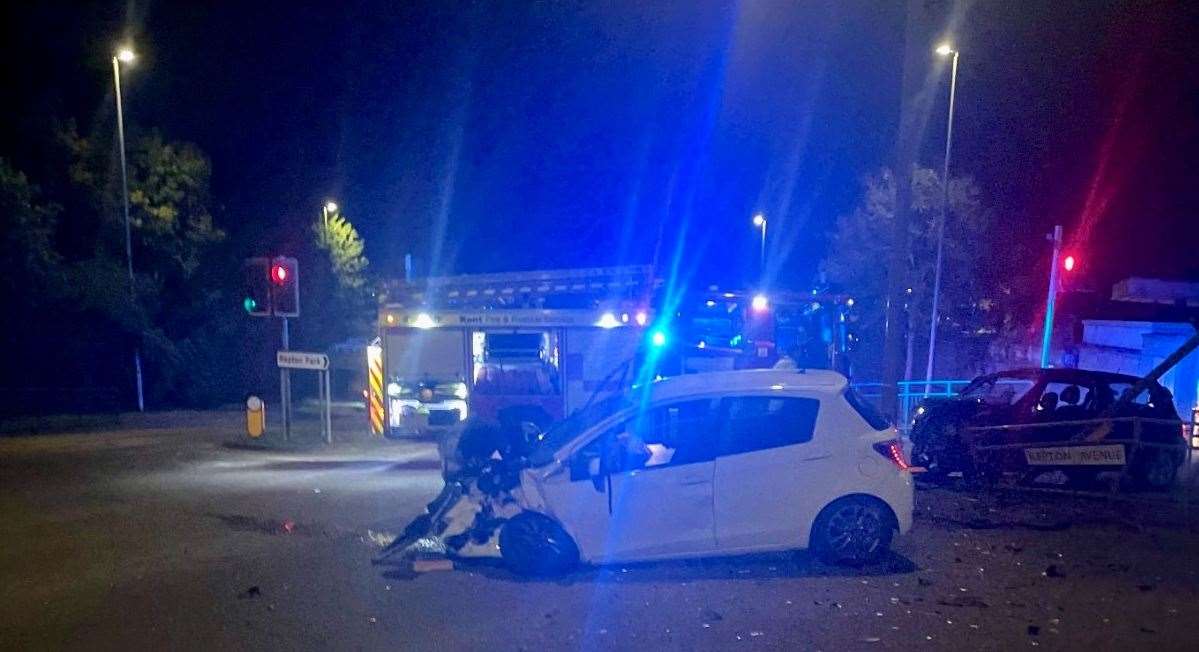 The crash outside Waitrose in Ashford involved two cars