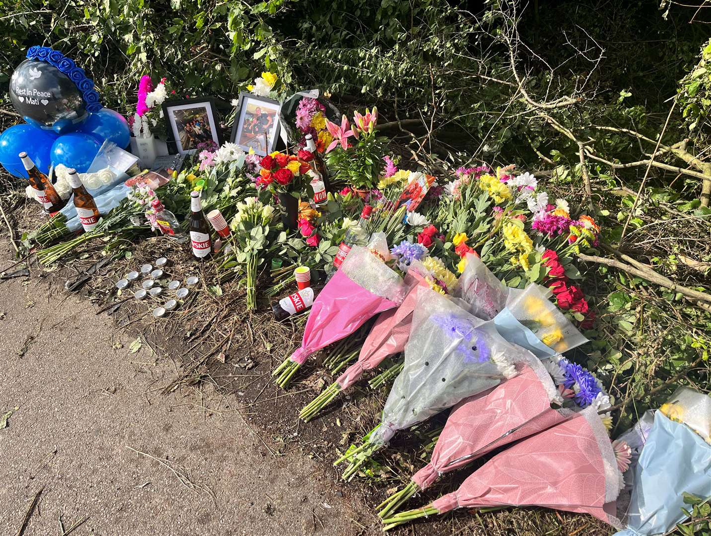 Bottles of vodka and a Polish beer have also been laid in Malcolm Sargent Road as well as shot glasses