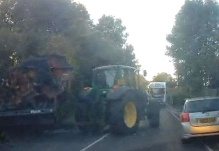 Overturned Tractor Causes Long Delays At A2 In Teynham Near Sittingbourne