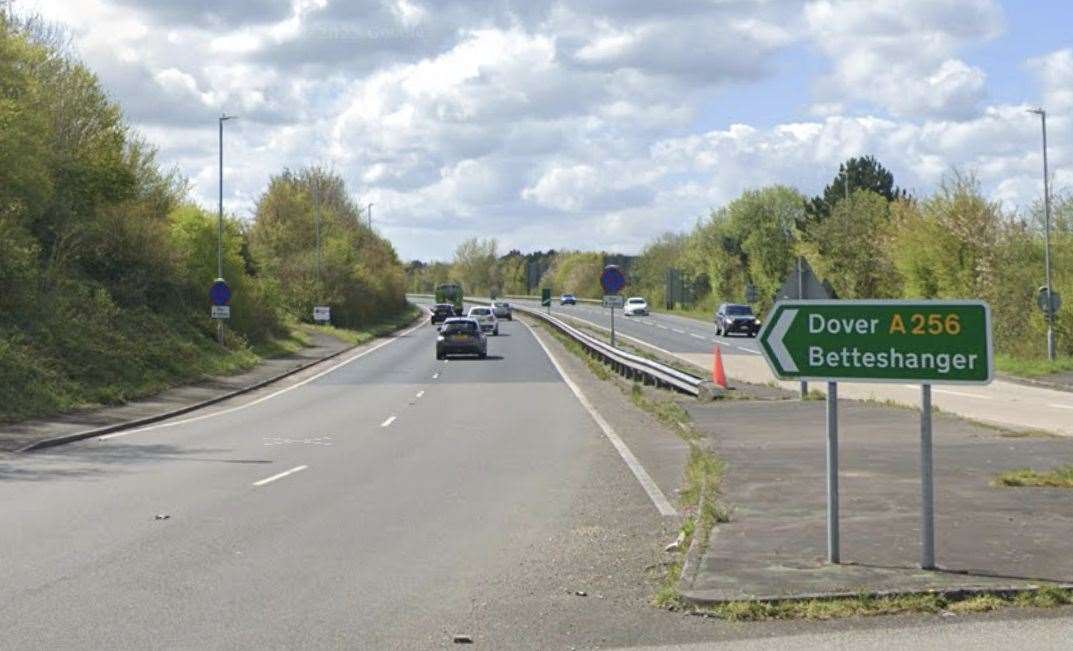 A girl broke her leg in the crash on the A256 in Deal. Picture: Google