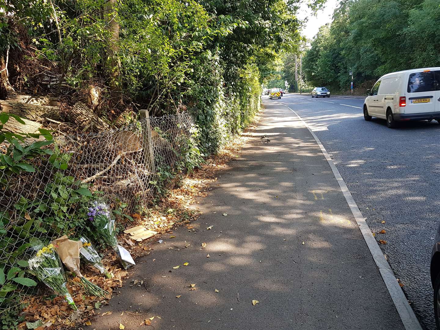 Floral tributes were left at the spot where Anthony Gower died on Pembury Road in Tonbridge