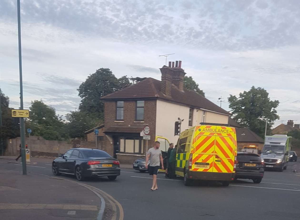 A car and an ambulance collided. Picture: @wmay47 on Twitter