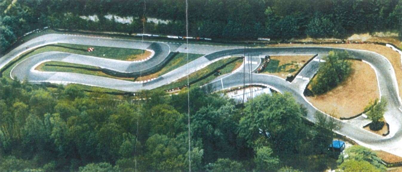 Buckmore pictured from above in 1994 before the extension was added to the bottom of the circuit