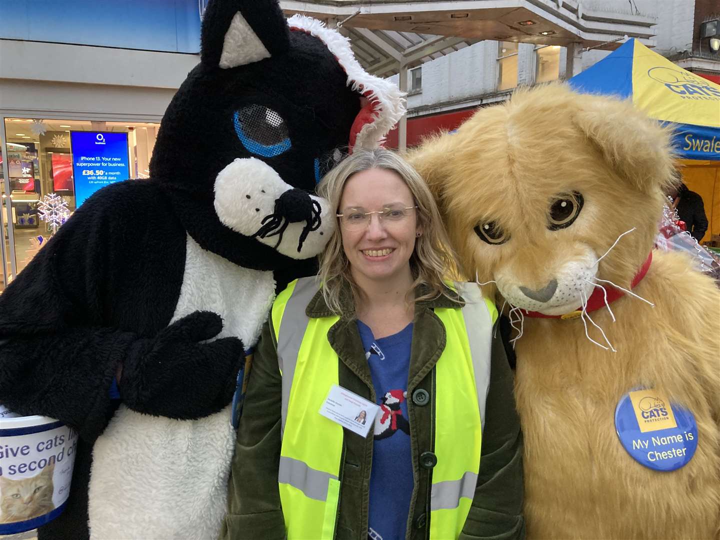 Danielle Hoynes and two friends from Cats Protection Swale at the Sittingbourne Christmas lights switch-on