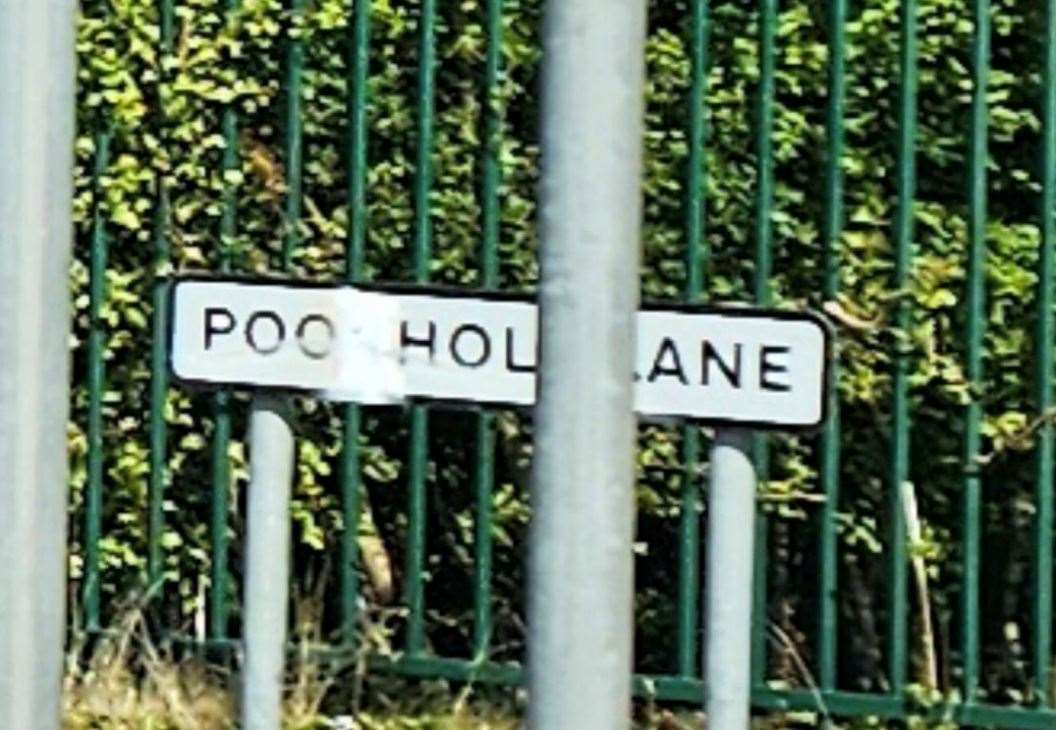 Poorhole Lane in Broadstairs has been jokingly rebranded as Poohole Lane by vandals. Picture: Niki Kallis