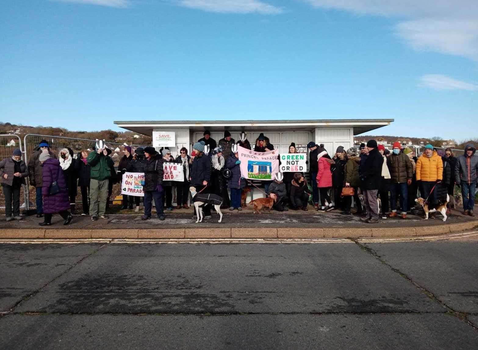 Protestors at Princes Parade. Picture: Nicki Stuart