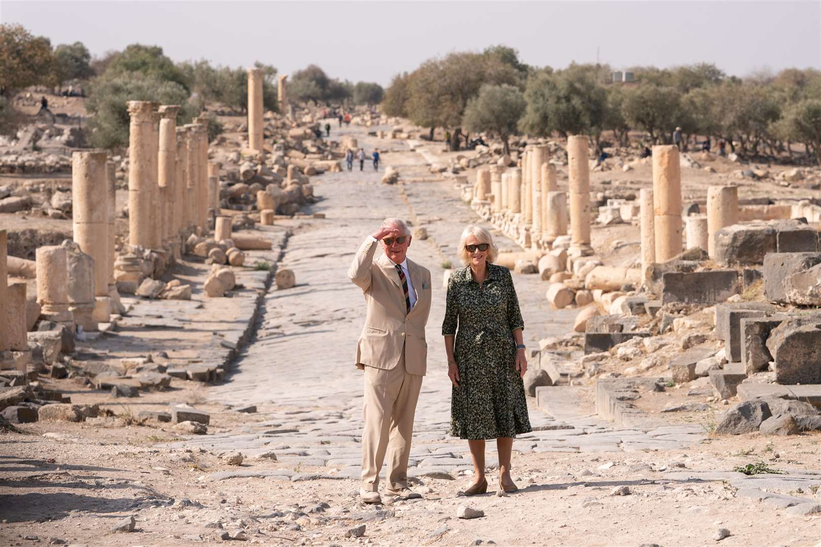 The Prince of Wales and Duchess of Cornwall during in Umm Qais, Jordan (Joe Giddens/PA)