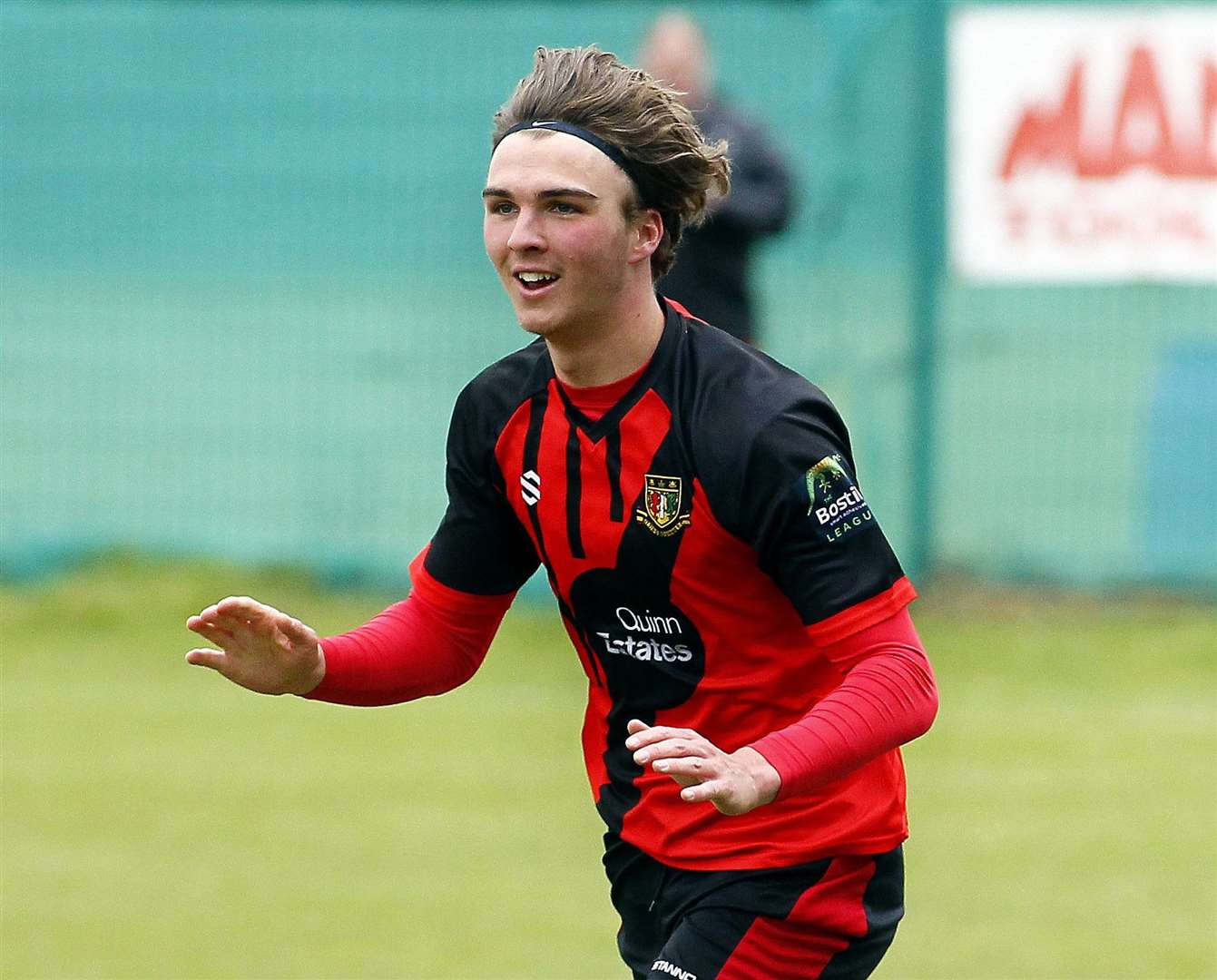 Roman Campbell celebrates a goal during his first spell at Sittingbourne. Picture: Sean Aidan.