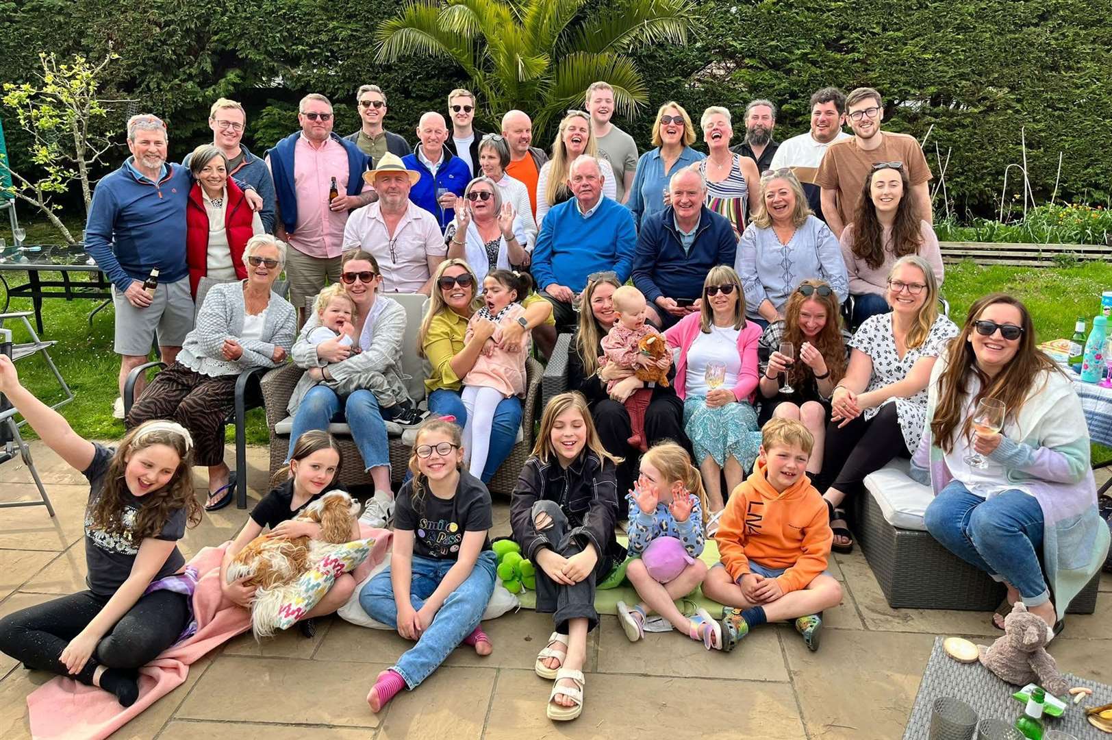 Ex-Ramsgate boss Jim Ward, centre, with friends and family