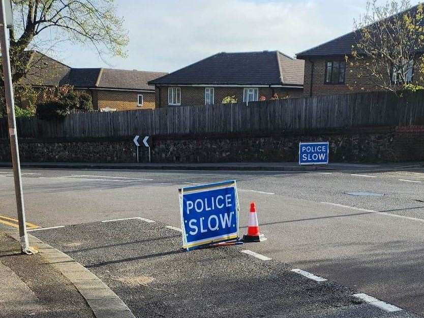 An Open Reach telegraph pole has fallen down and closed a road in Chatham. Picture: Avalon Monk