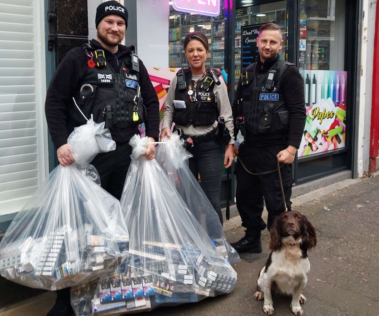 Police seized thousands of illegal tobacco products from Deal Vape Shop, High Street, Deal. Picture: Kent Police