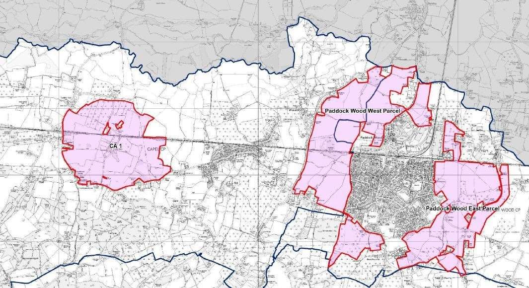 The draft Local Plan map showing the proposed extra housing areas