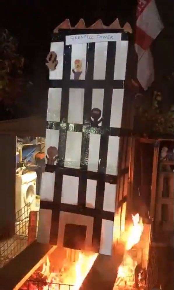 The video, which was seen by the High Court judges, showed figures being burned in a model of the west-London tower