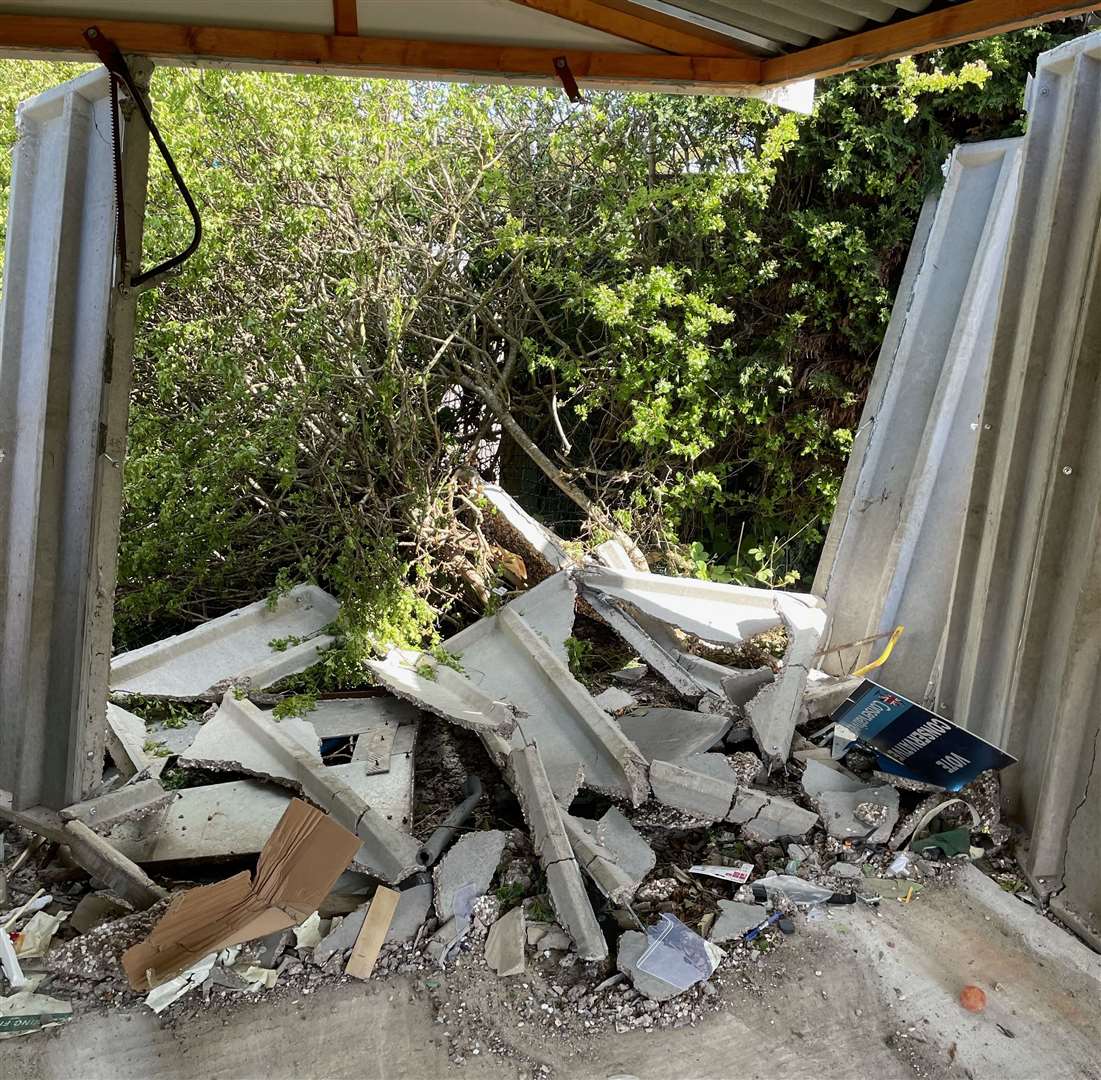 The damage caused to Cllr Colin Spooner's home in Pilgrims Lane, Seasalter. Picture: Colin Spooner