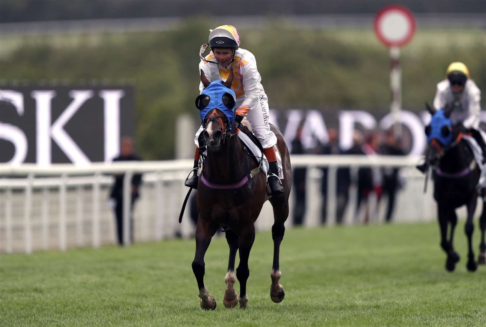 Baroness Harding, riding Duck and Dumplings, wins the Magnolia Cup Goodwood Ladies’ Charity Race at Goodwood Racecourse (Andrew Matthews/PA)