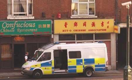 Police near the scene of one of the incidents. Picture: JIM RANTELL