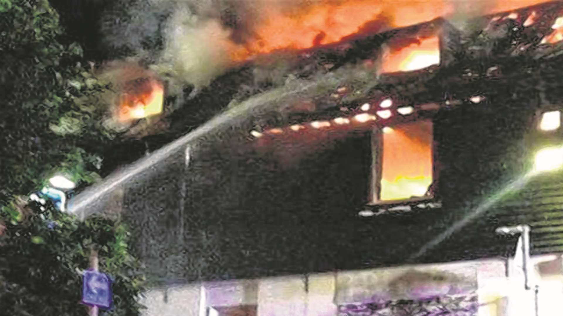 The pub on fire. Picture: Matt Kemsley