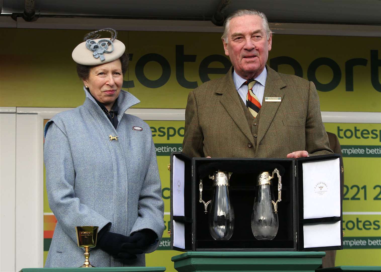 The Princess Royal and Lord Vestey on Gold Cup Day at Cheltenham (David Davies/PA)