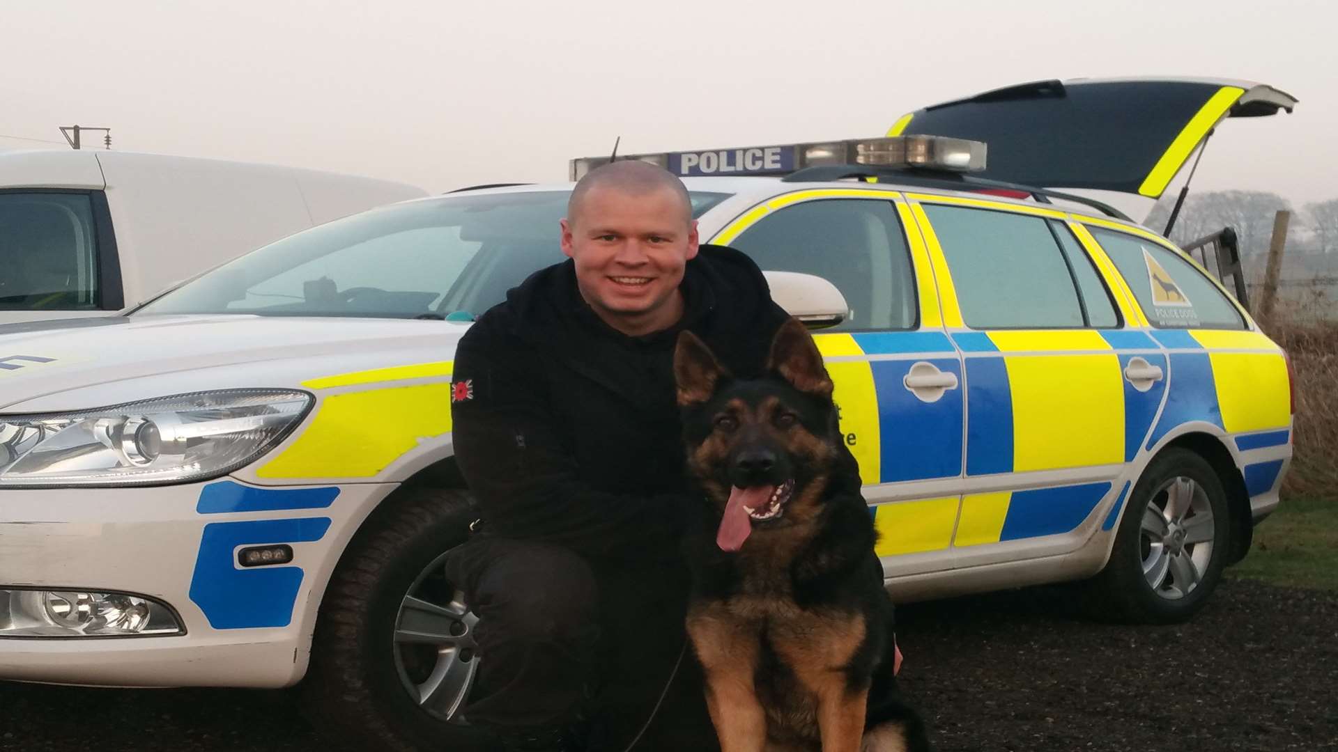 PC Ed Goldswain and Eli on the job. Picture courtesy of Kent Police