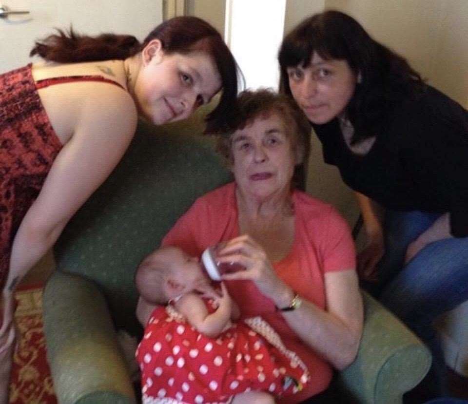 Sylvia with her daughter Tracy (right) and grandchildren. Picture: Tracy Hoe