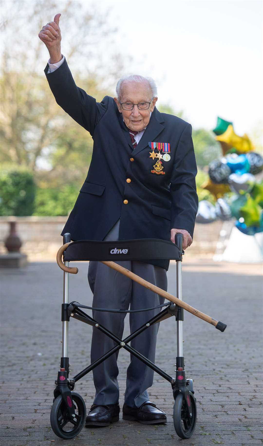 Captain Tom Moore at his home in Marston Moretaine, Bedfordshire (Joe Giddens/PA)