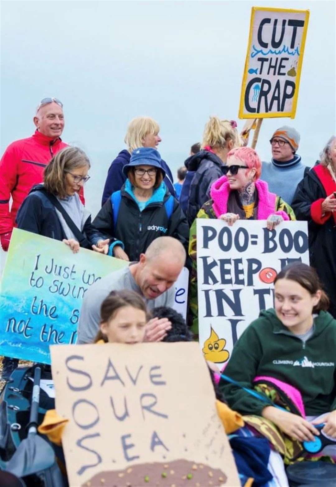 Hundreds joined Surfers Against Sewage on Hythe Beach in protest against sewage leaks in Kent. Picture: Adele Annett