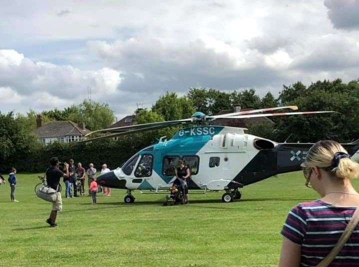 The air ambulance landed on Westmeads Rec. Pic: Janice Johnston (13497800)