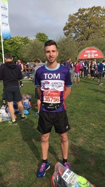 Tom after he completed the London Marathon