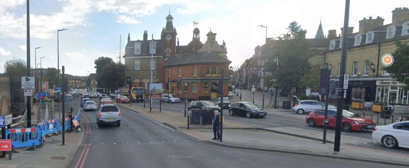 The A2 in Rochester is blocked in both ways. Picture: Google