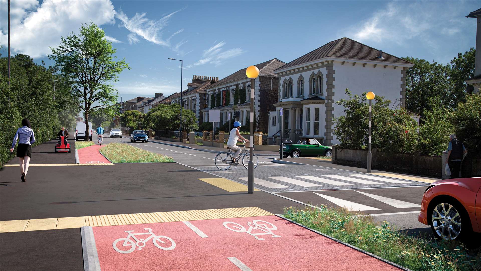 The proposed plans for cycle lanes and road improvements along Gravesend Overcliffe. Picture: KCC