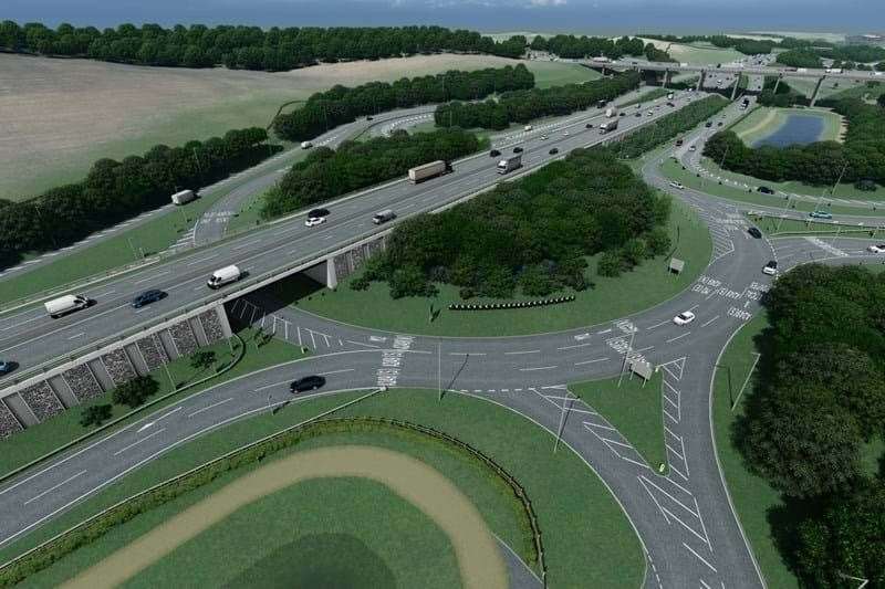 Artist's impression of how the M2/A249 junction at Stockbury roundabout will look when work is finished. Picture: National Highways