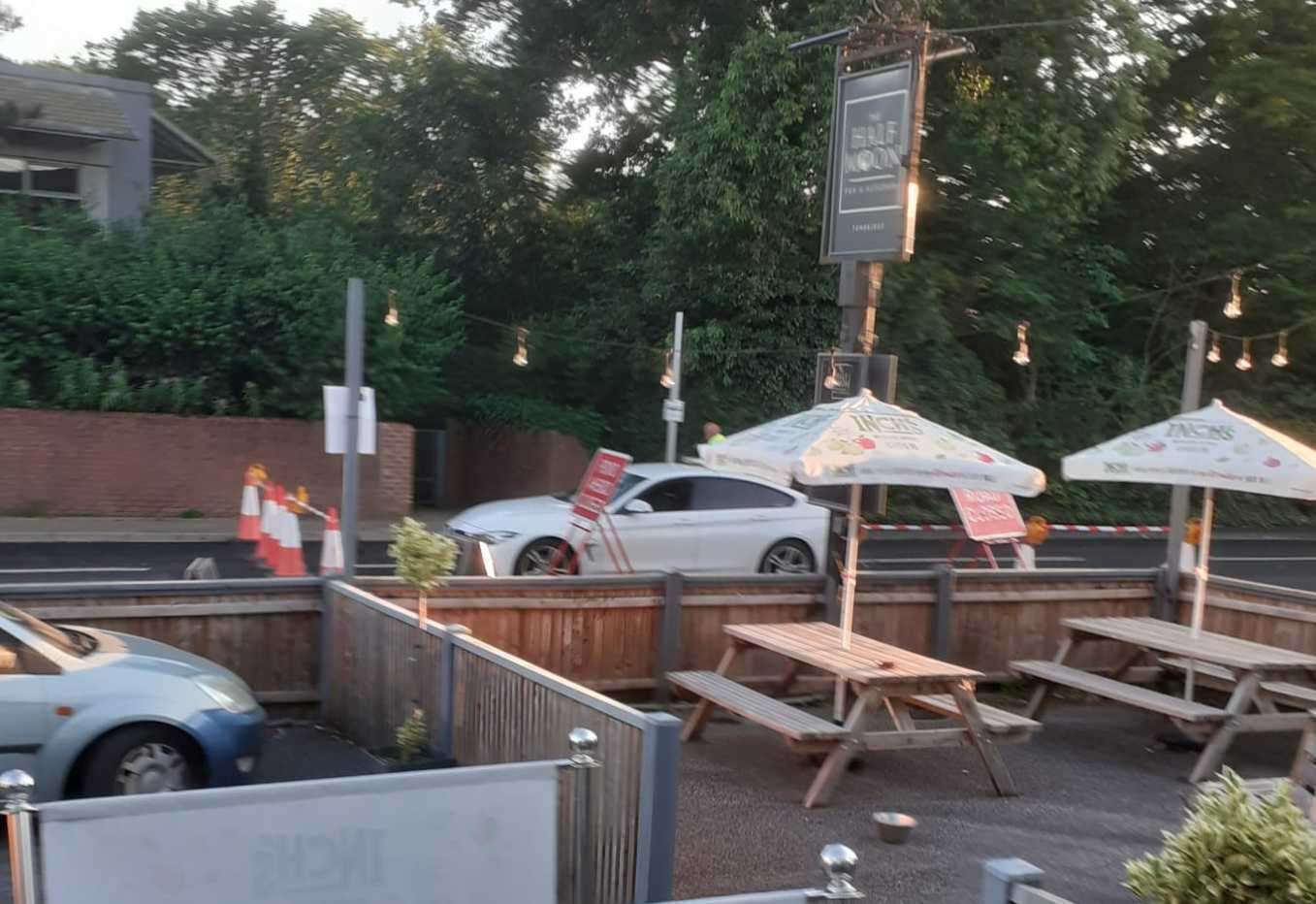 Roadworks outside the Half Moon pub in Tonbridge Road, Hildenborough. Picture: Steve Wood