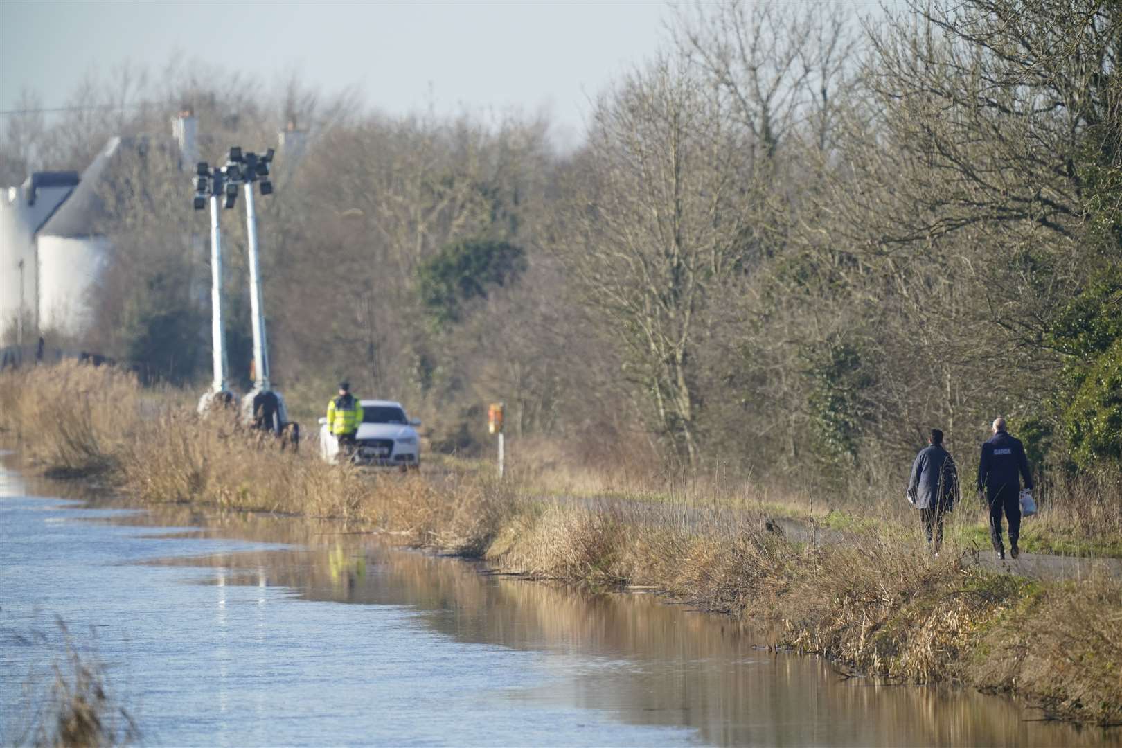 Gardai beside the Grand Canal in Tullamore, Co Offaly, where primary school teacher Ashling Murphy was found dead after going for a run on Wednesday afternoon (Niall Carson/PA)